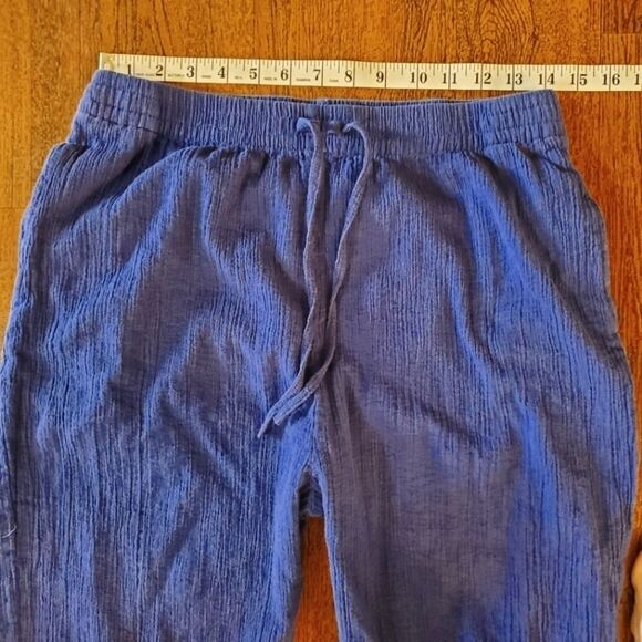 Resorts Plus Womens Sz Large True Blue Crepe Pants Drawstring - Picture 3 of 9